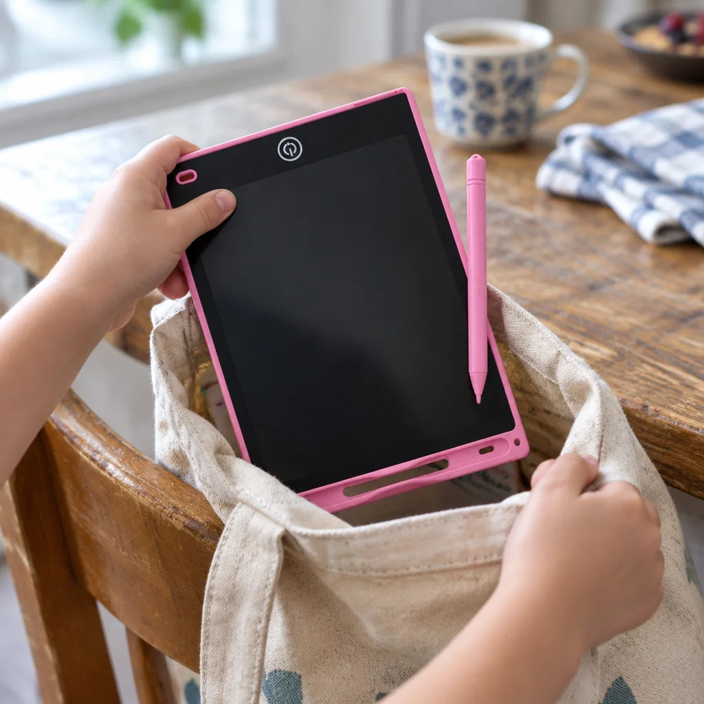 A square close photograph at a slightly cluttered kitchen table in cool morning window light. Only a